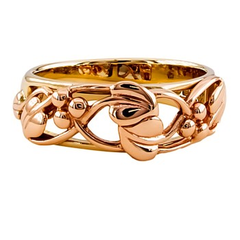 9ct 2-Tone Gold Clogau Band Ring Size P